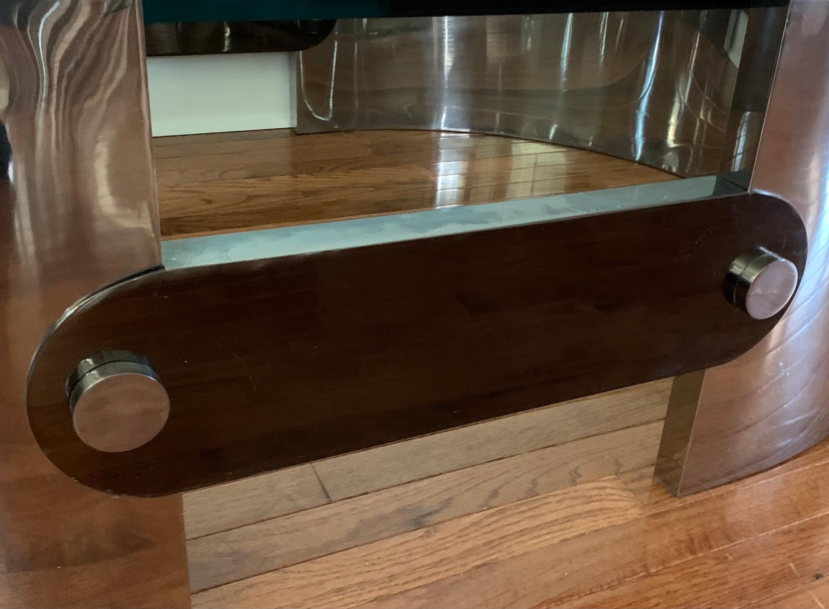 Hand-Crafted 1970s Modern Polished Steel & Glass Coffee Table by Ron Seff for Karl Springer