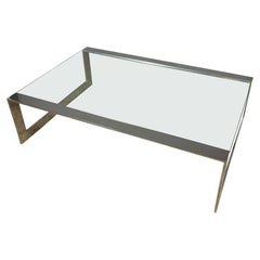 1970s Polished Steel and Glass Coffee Table