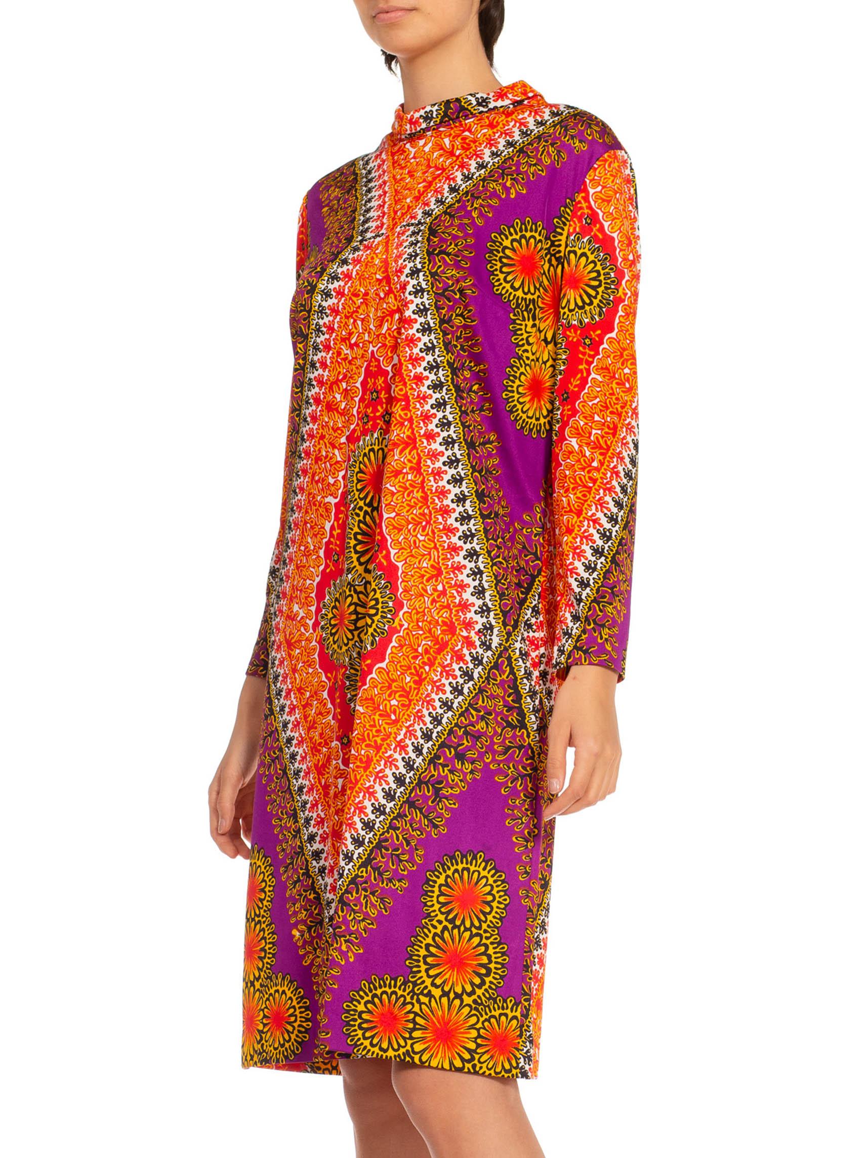 1970S Poly Blend Tricot Jersey Loose Free-Size Dress For Sale 1