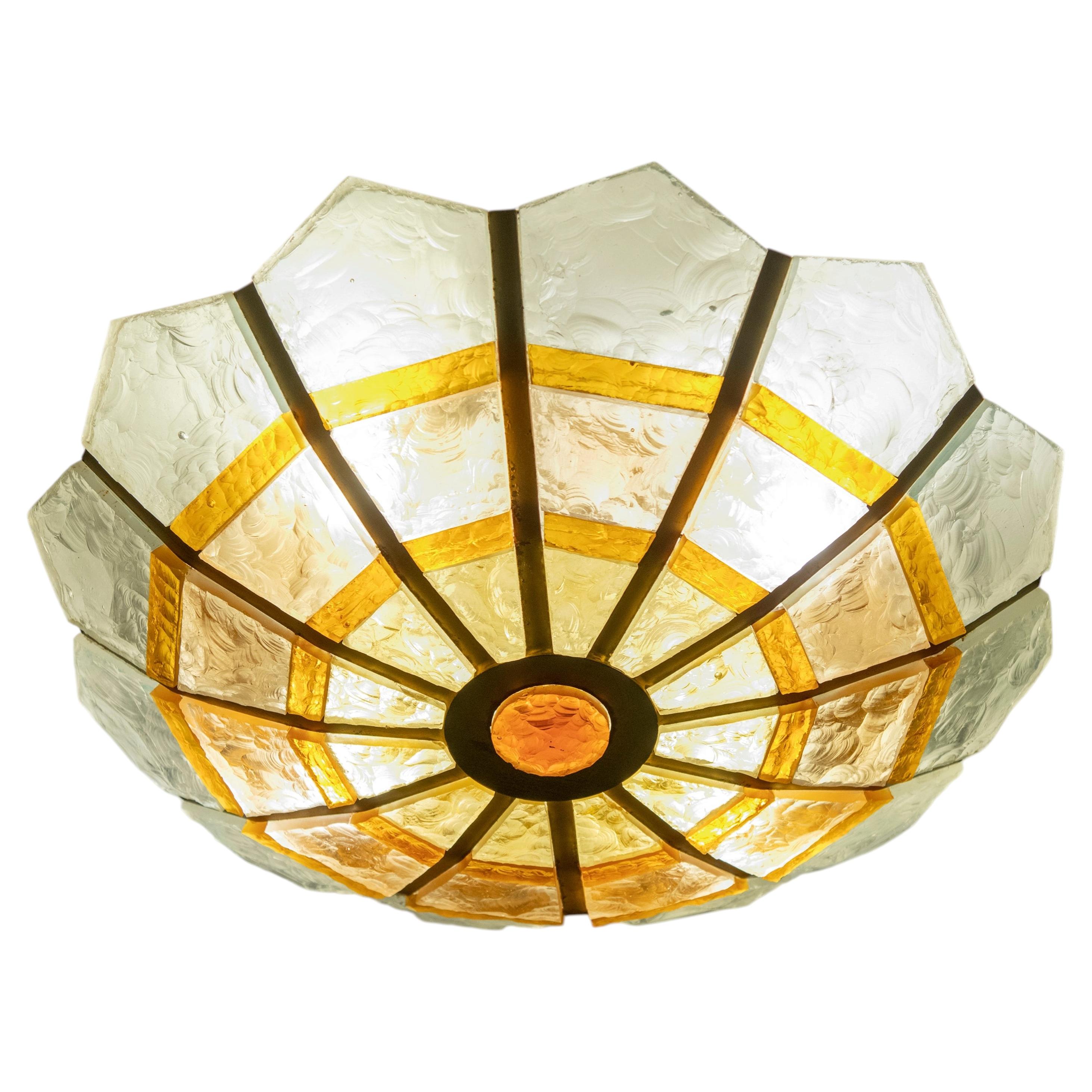 1970s Polychrome Murano Glass Chandelier in vendita