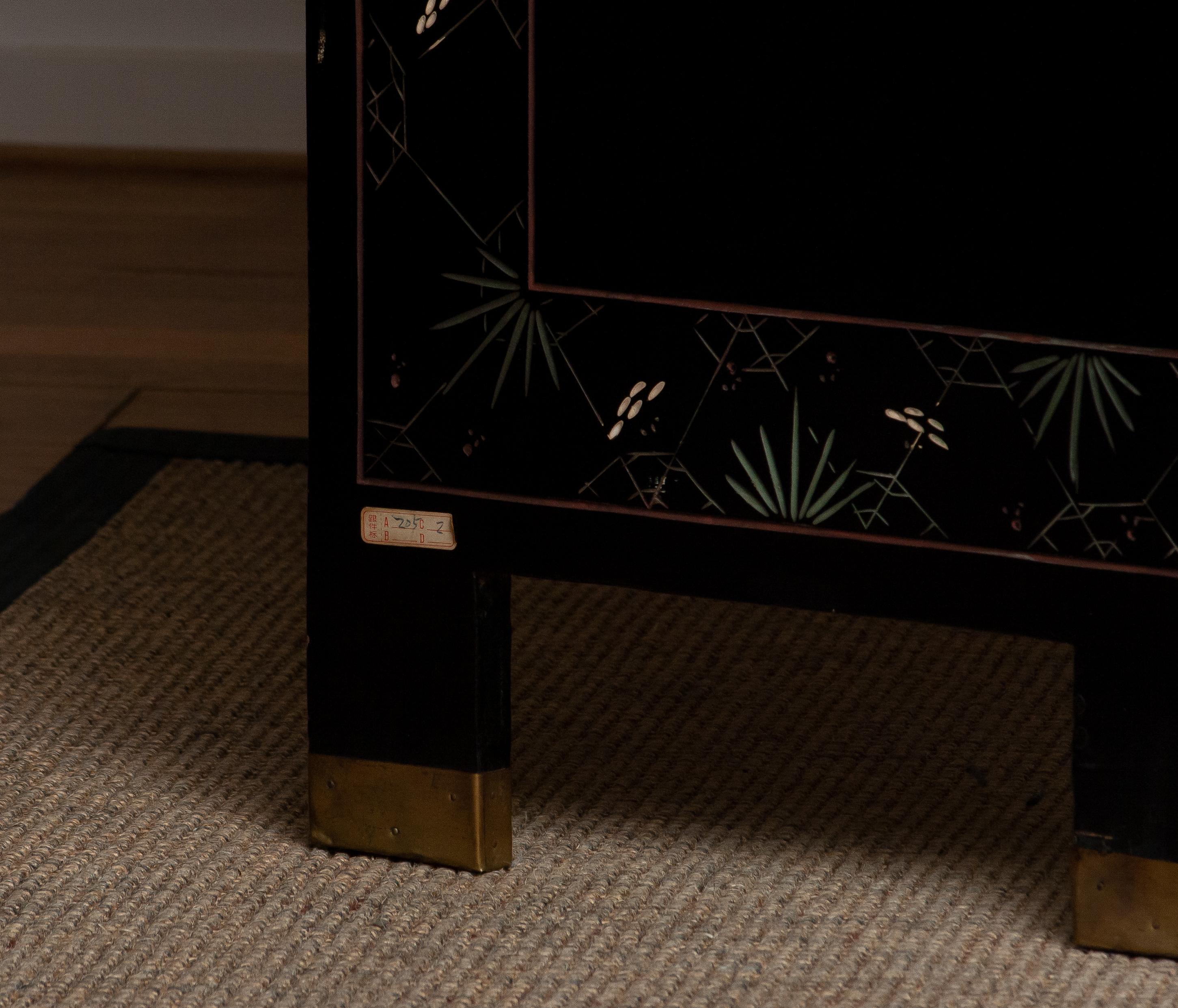1970s Polychromed Gold Leaf Chinoiserie Double Face Folding Green / Room Divider 8