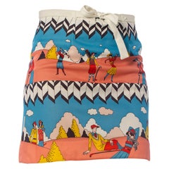 1970S Polyester Deco Golfer Printed Skirt With Interior Shorts