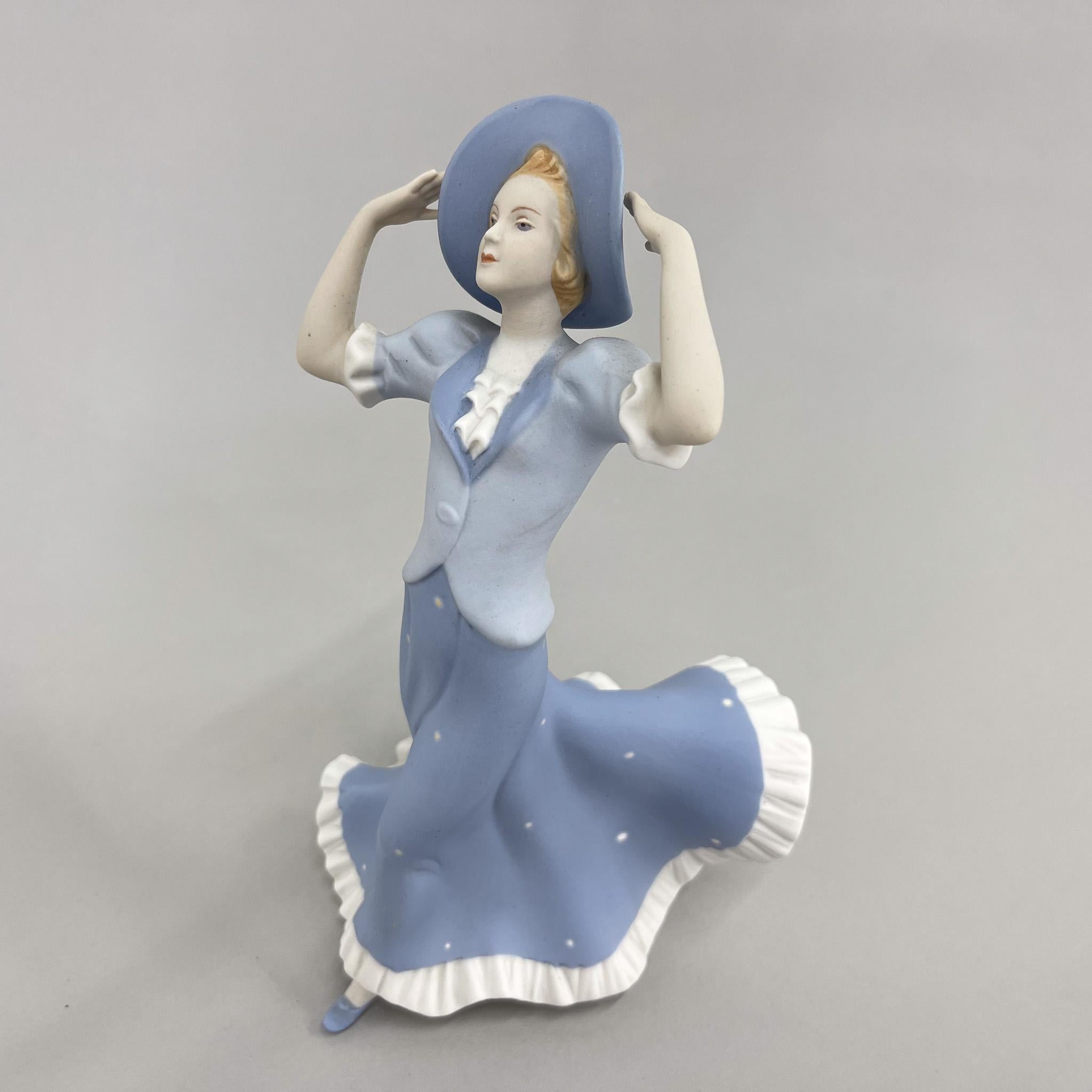 1970s Porcelain Sculpture 'Lady with Hat' by Royal Dux For Sale 7