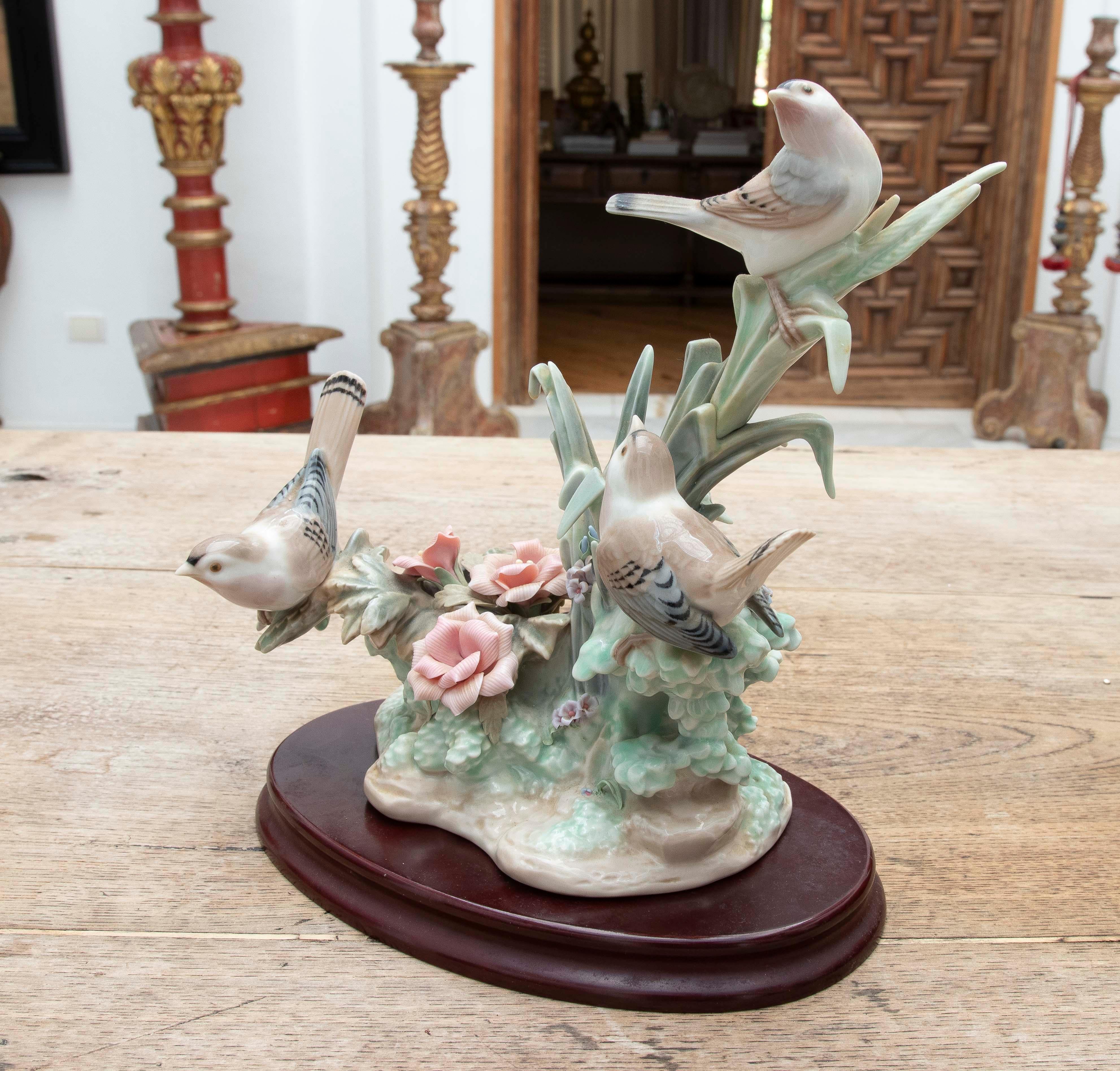 1970s Porcelain Sculpture of Spanish LLadro House with Birds 