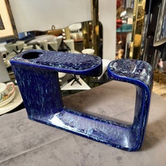 1970s Post Modern Blue Ceramic Vase by Rigon for Bertoncello