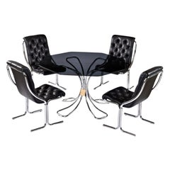 1970s Post-Modern Chrome and Glass Dining Set by Daystrom, 4 Pieces
