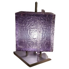 Vintage 1970s Post Modern Italian Cubed Iced Lucite Table Lamp