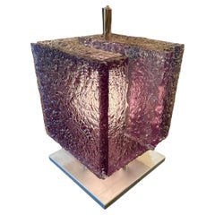 1970 Post Modern Italian Cubed Iced Lucite Table Lamp