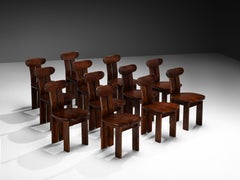 1970s Post-Modern Italian Set of Twelve Dining Chairs in Pine