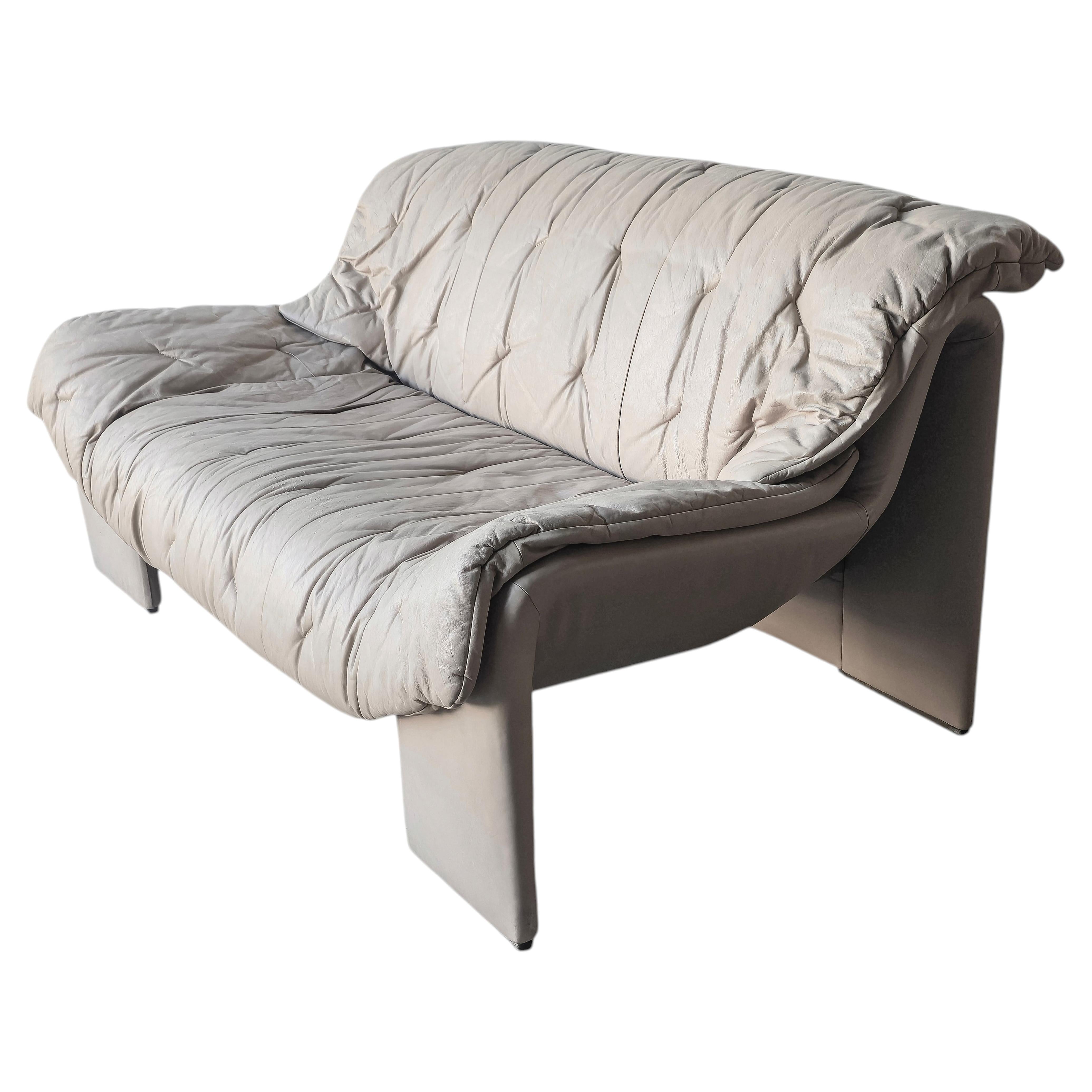 1970s Post Modern Leather Loveseat by Intertime Switzerland For Sale
