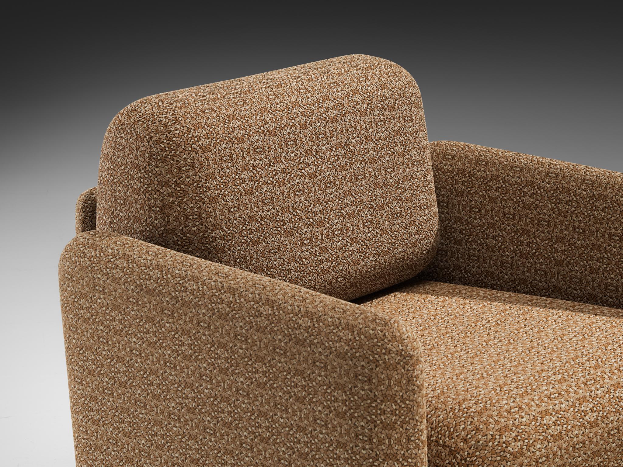 Silla de salón postmoderna de los años 70 en tela estampada beige Tela en venta