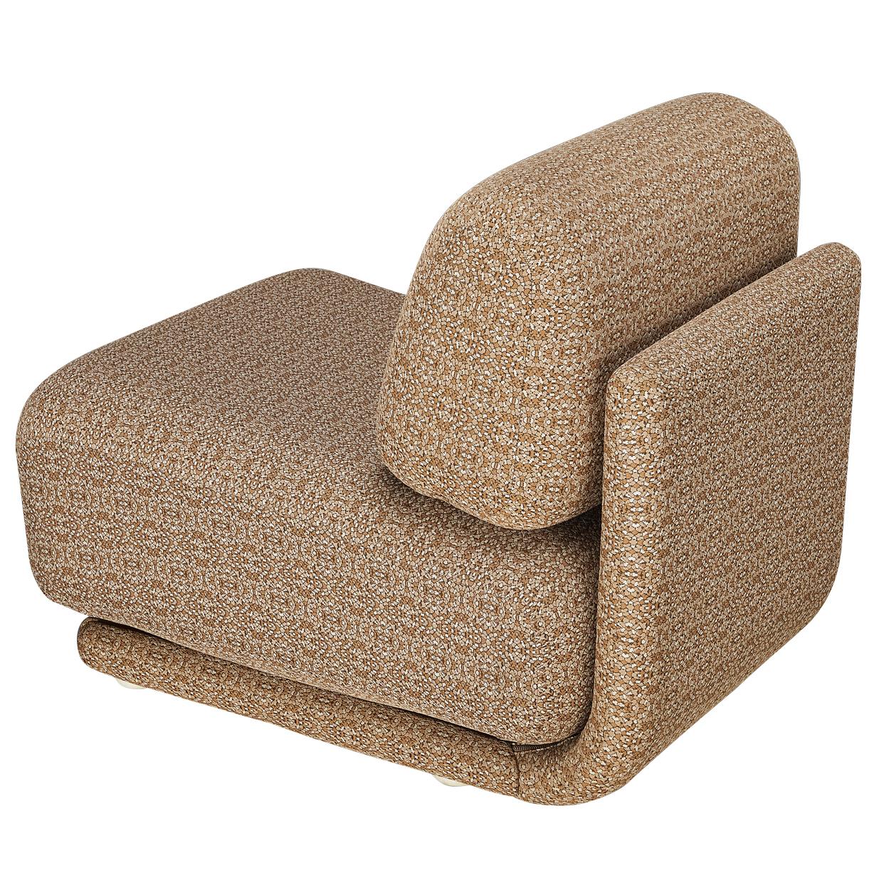 Chaise longue post-moderne des années 1970 en tissu beige à motifs