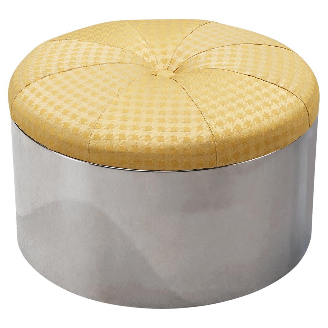 1970s Post-Modern Movable Ottoman in Chromed Steel For Sale