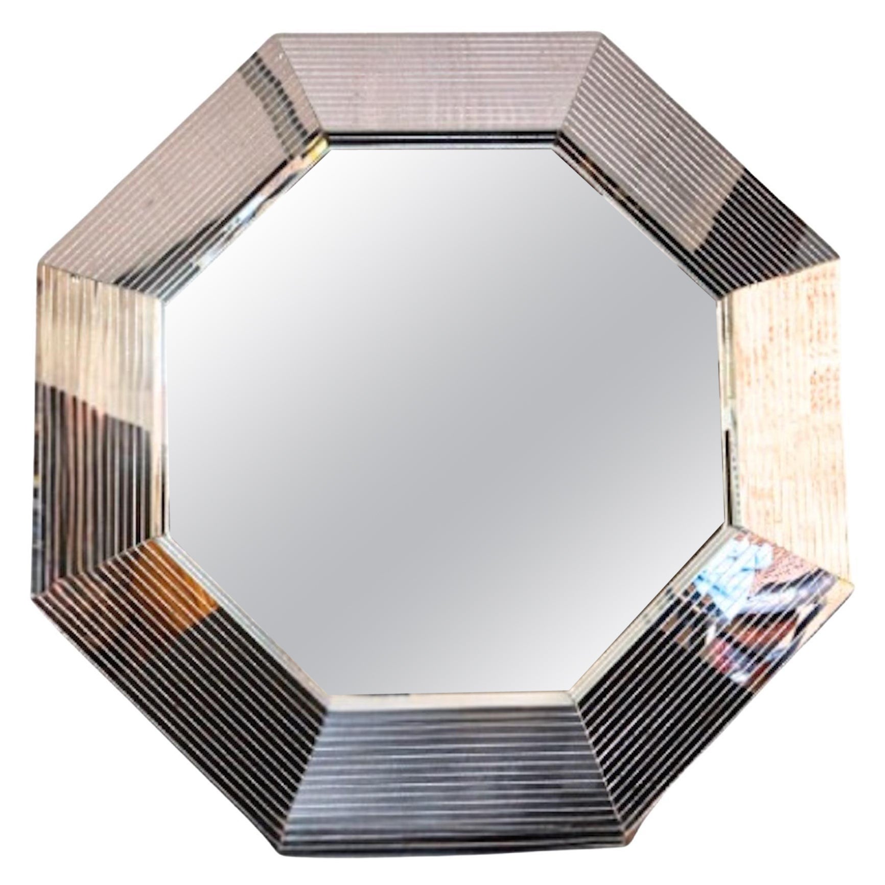 Specchio da parete ottagonale Post Design degli anni '70 nello stile del designer Karl Springer