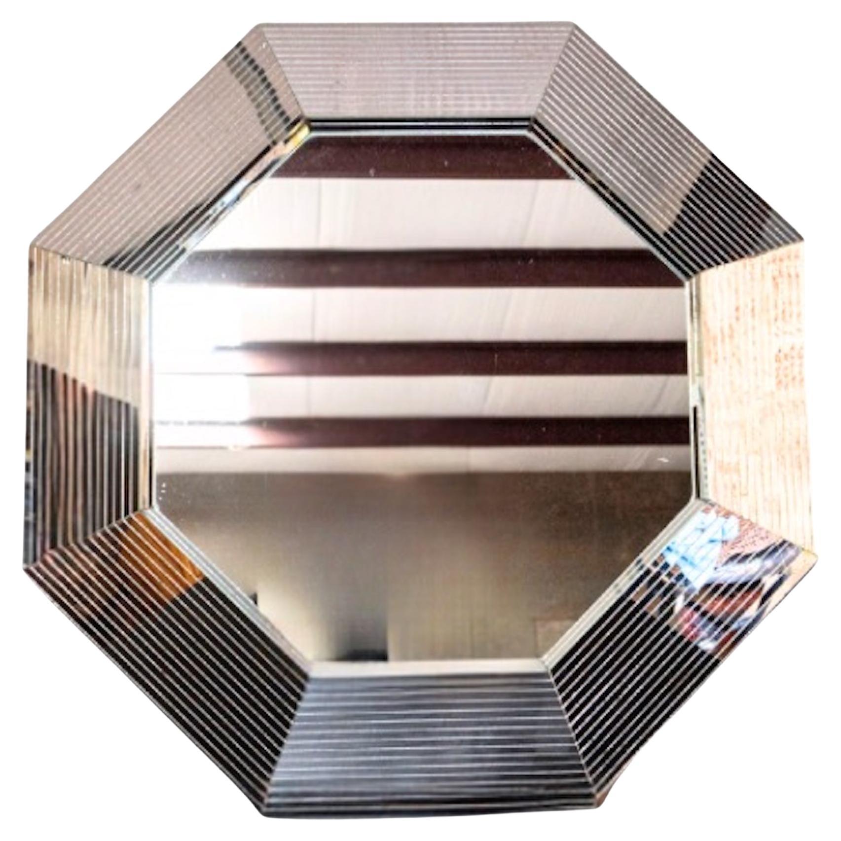 1970's Post-Modern octagonal wall mirror in the style of designer Karl Springer