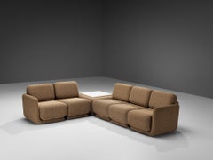 Divano componibile post-moderno degli anni '70 in tessuto a fantasia beige