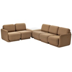 Divano componibile post-moderno degli anni '70 in tessuto a fantasia beige