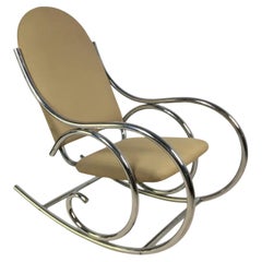 1970s Post Modern Tubular Chrome Rocker Rocking Chair Manner Of Maison Jansen