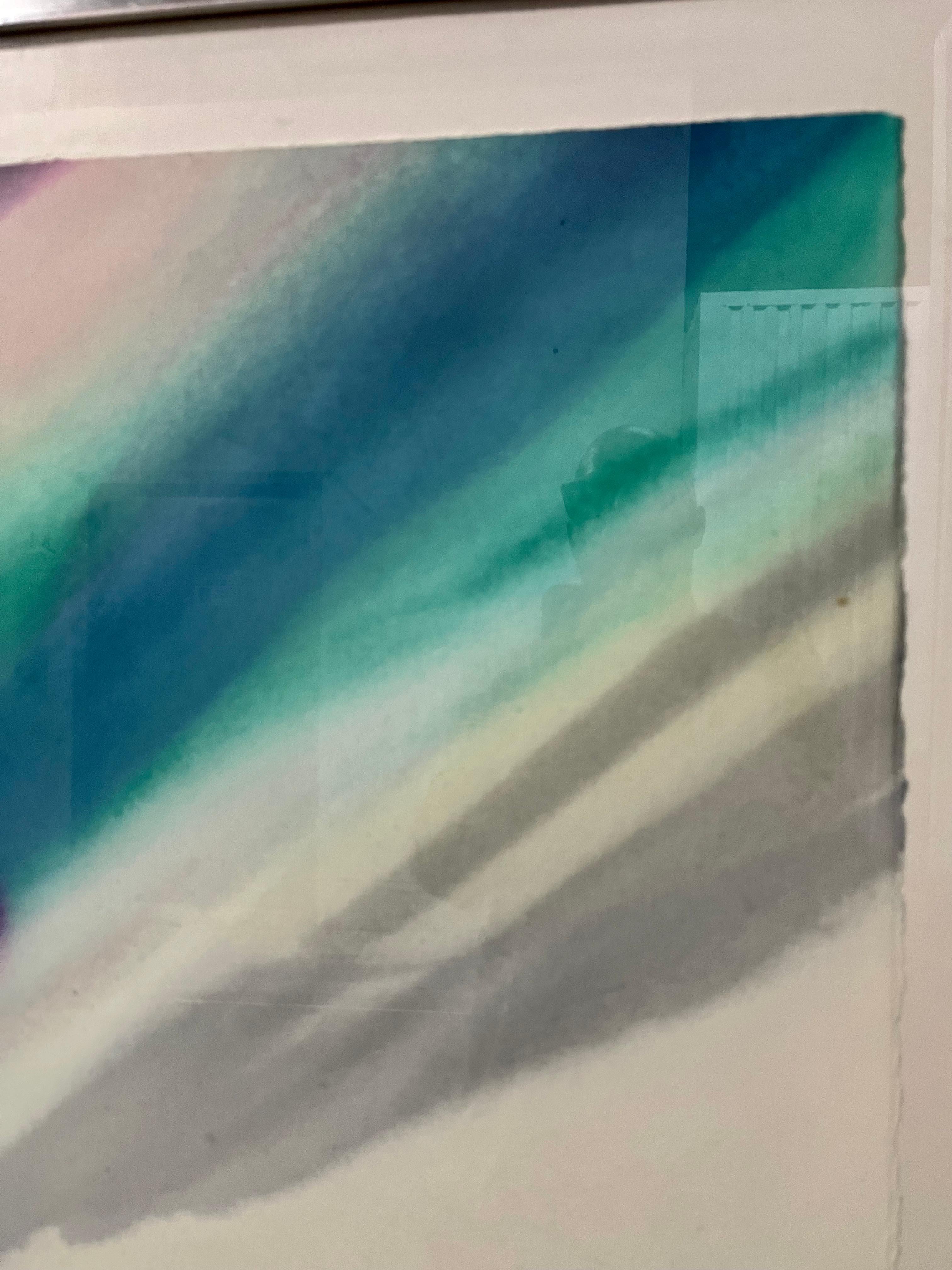 Peinture encadrée postmoderne aux couleurs délavées abstraites des années 1970, signée par l'artiste  en vente 10