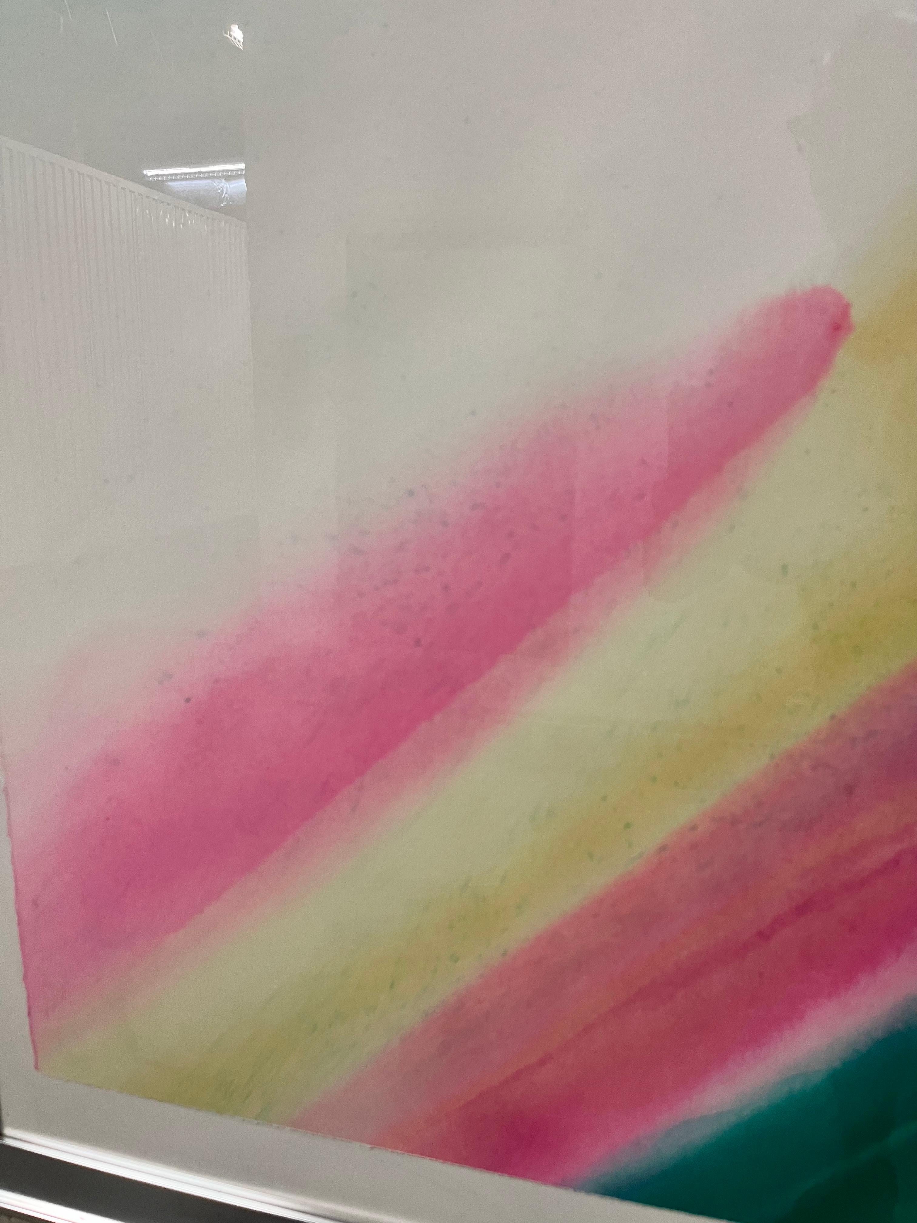 1970s Postmodern Abstract Washed Colors Framed Painting Signed by the Artist For Sale 10