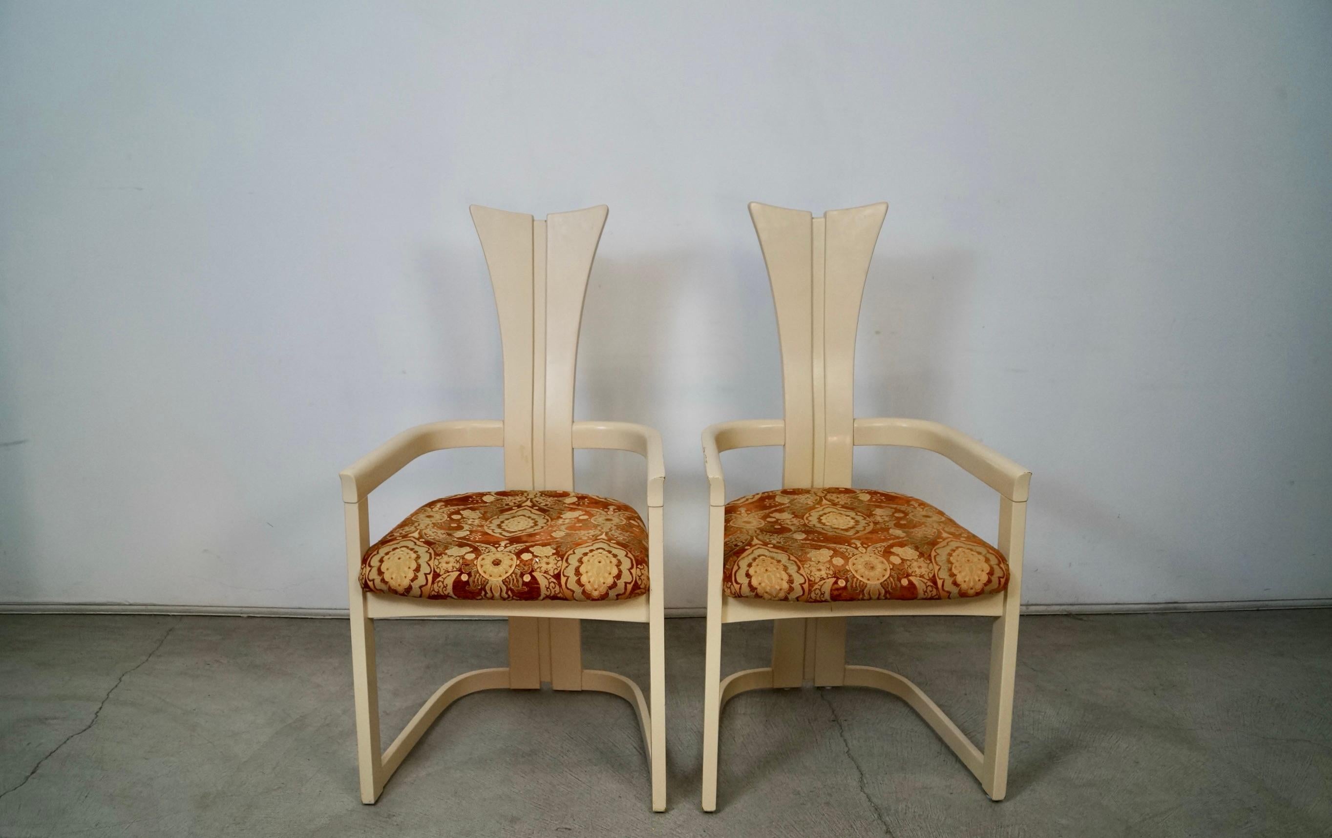 1970's Postmodern Art Deco Italian Lacquered Dining Chairs - Set of Six For Sale 6
