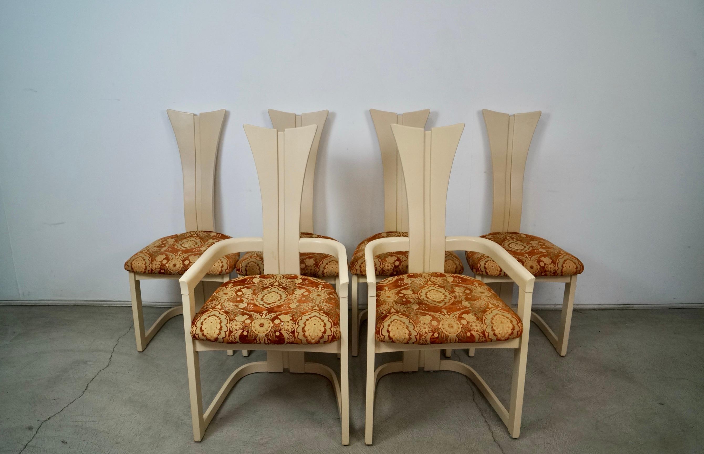 Post-Modern 1970's Postmodern Art Deco Italian Lacquered Dining Chairs - Set of Six For Sale