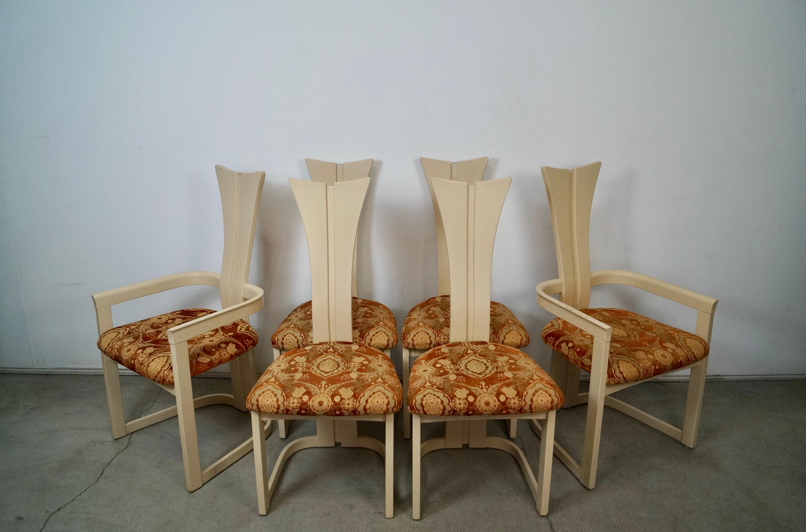 Late 20th Century 1970's Postmodern Art Deco Italian Lacquered Dining Chairs - Set of Six For Sale