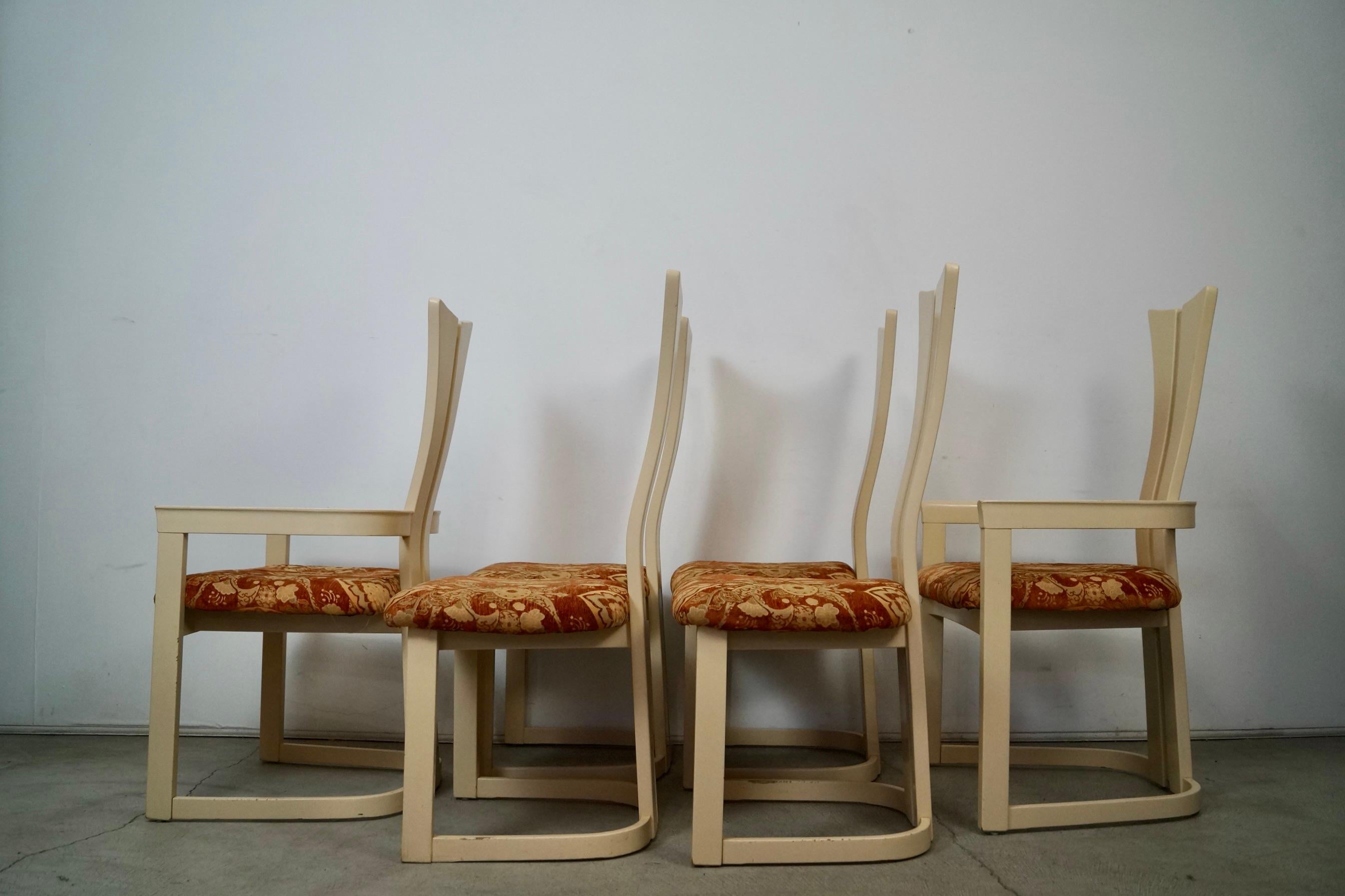 Wood 1970's Postmodern Art Deco Italian Lacquered Dining Chairs - Set of Six For Sale