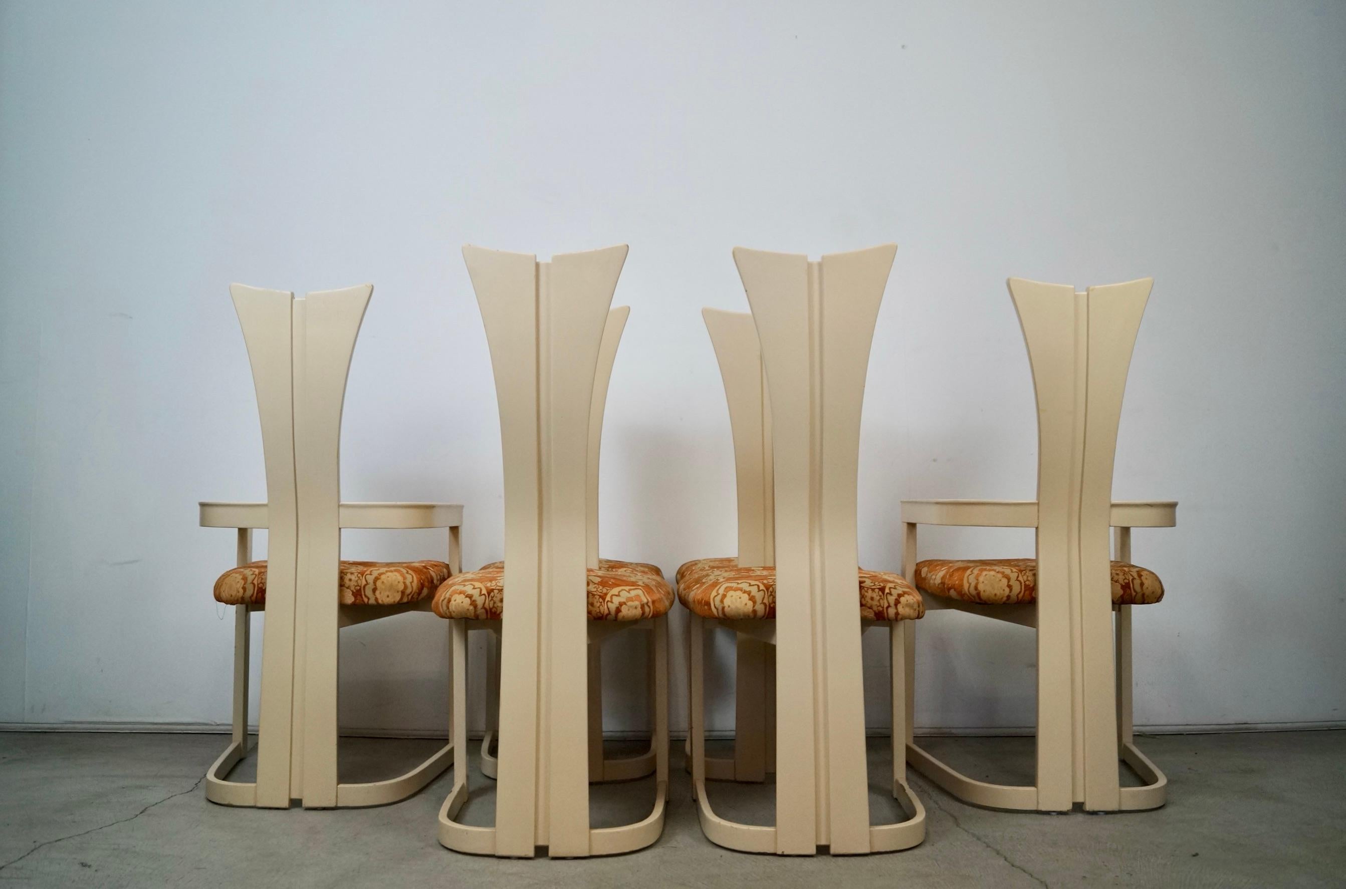 1970's Postmodern Art Deco Italian Lacquered Dining Chairs - Set of Six For Sale 1