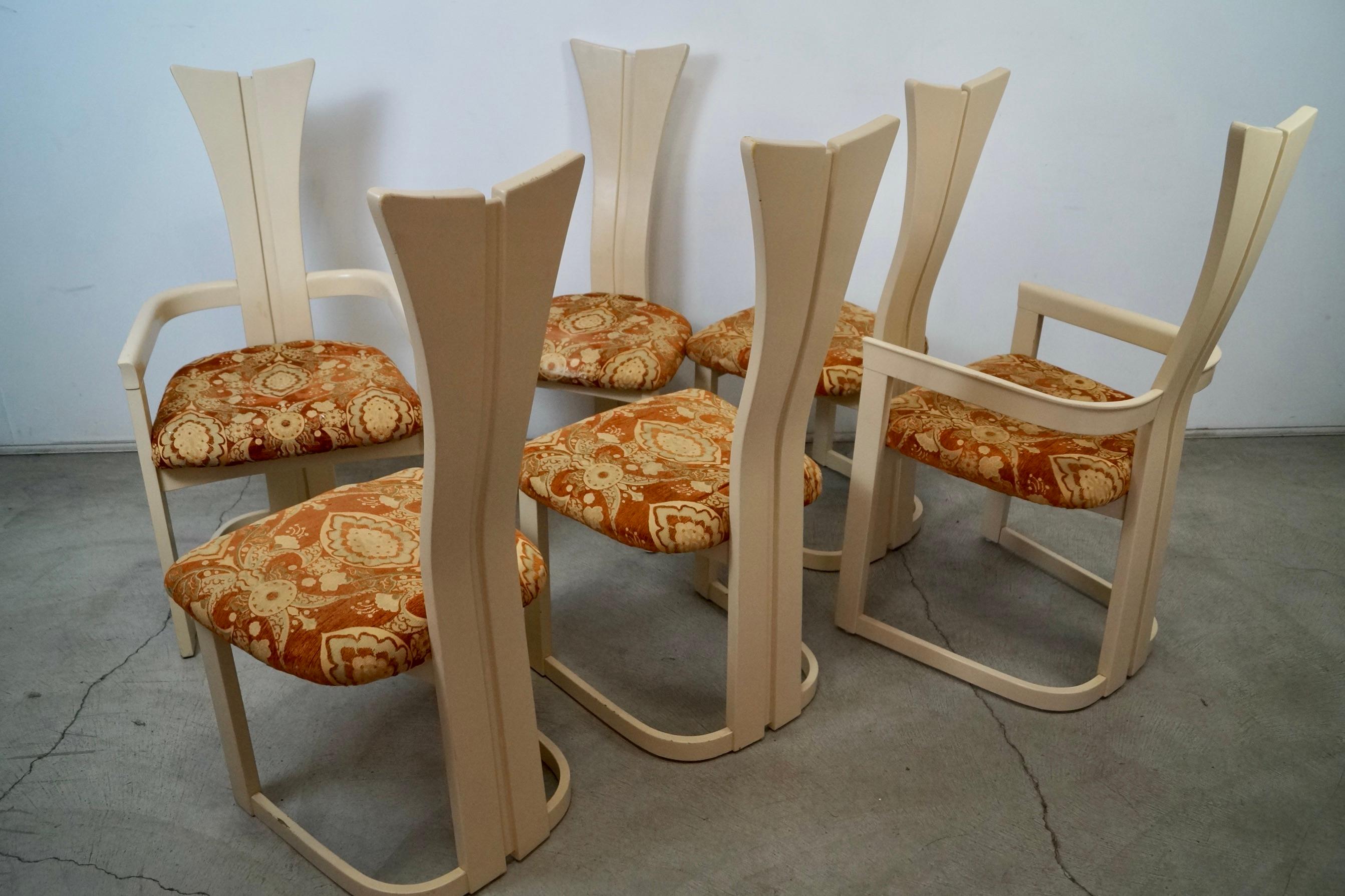 1970's Postmodern Art Deco Italian Lacquered Dining Chairs - Set of Six For Sale 2