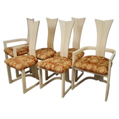 Chaises de salle à manger laquées italiennes art déco postmoderne des années 1970 - Lot de six