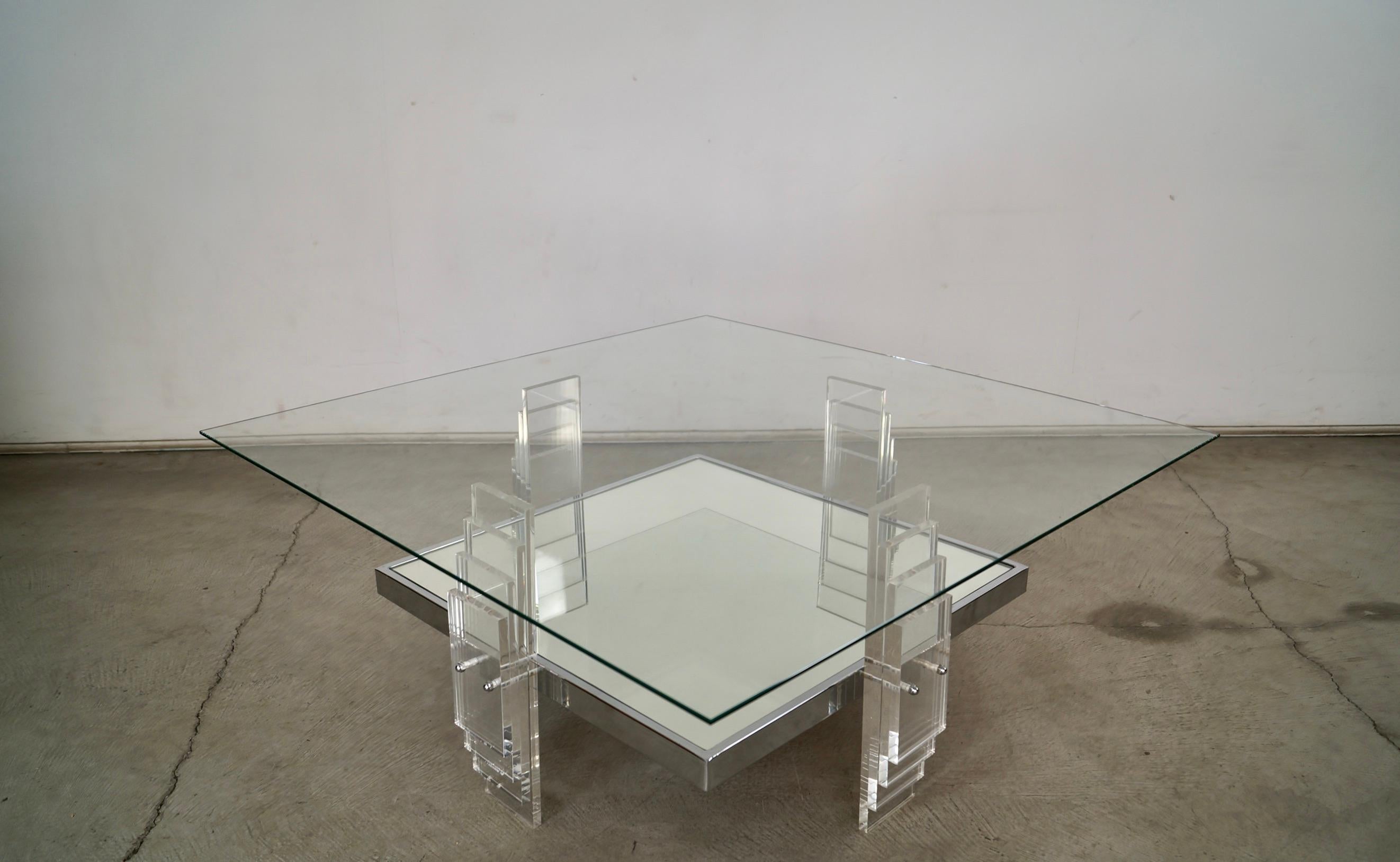 1970's Postmodern Art Deco Sculptural Lucite Coffee Table For Sale 4