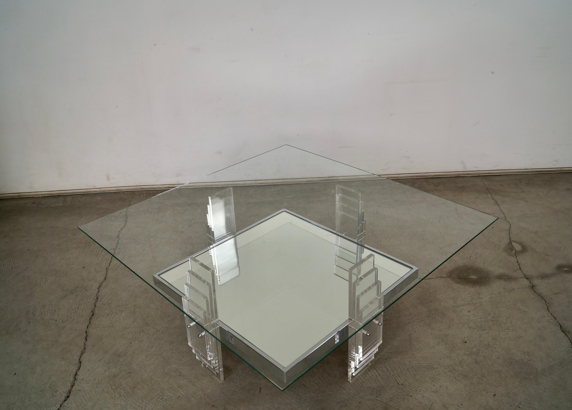 1970's Postmodern Art Deco Sculptural Lucite Coffee Table For Sale 5