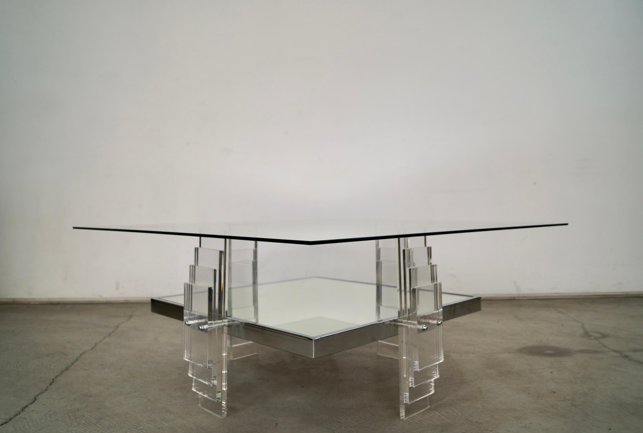 1970's Postmodern Art Deco Sculptural Lucite Coffee Table For Sale 6