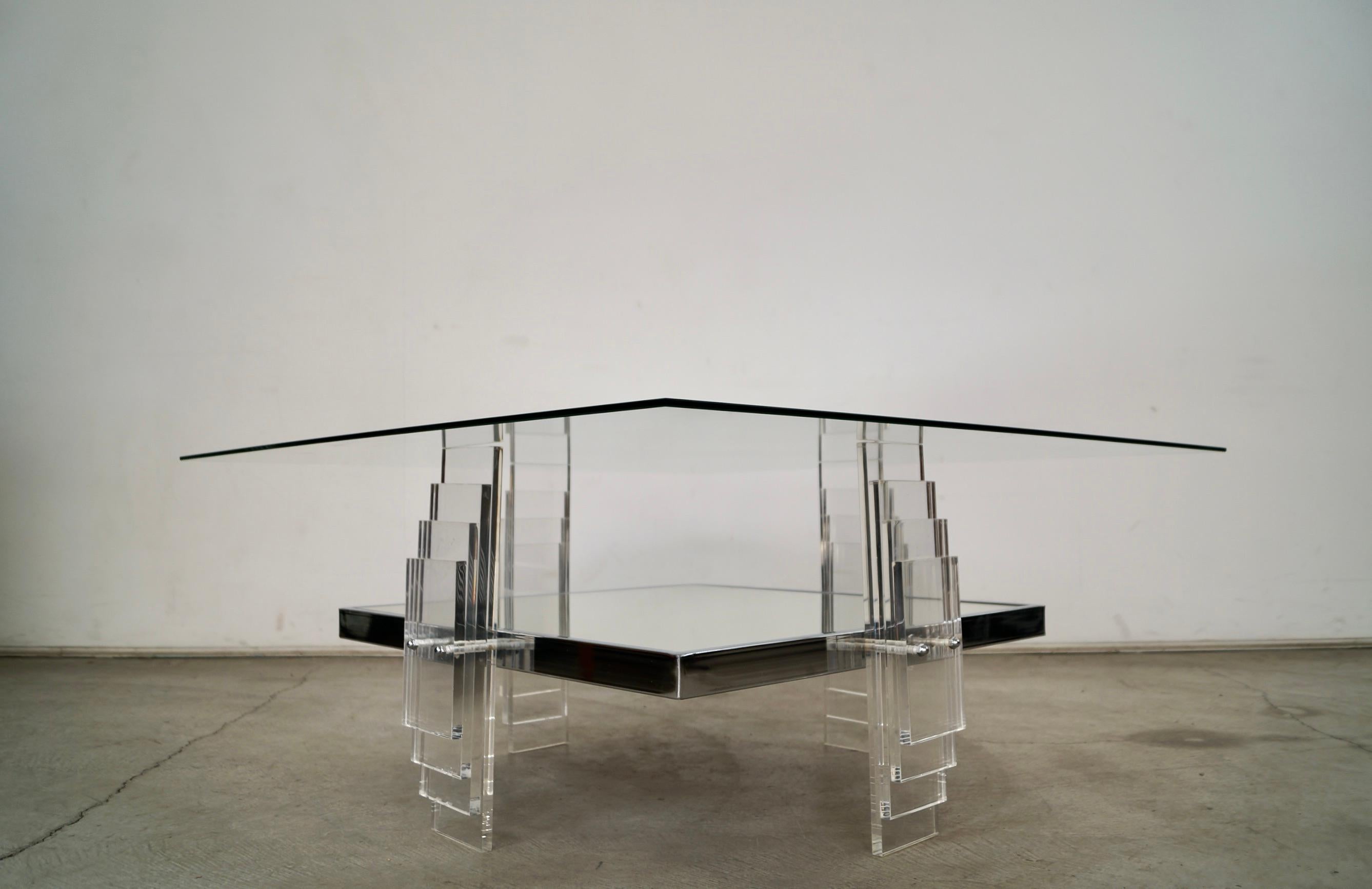 1970's Postmodern Art Deco Sculptural Lucite Coffee Table For Sale 7