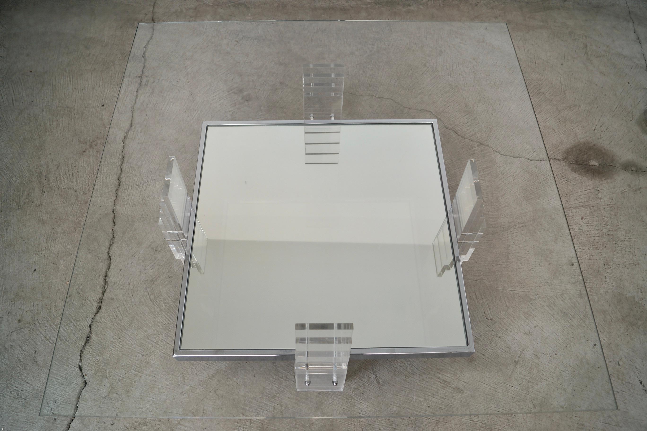 1970's Postmodern Art Deco Sculptural Lucite Coffee Table For Sale 8