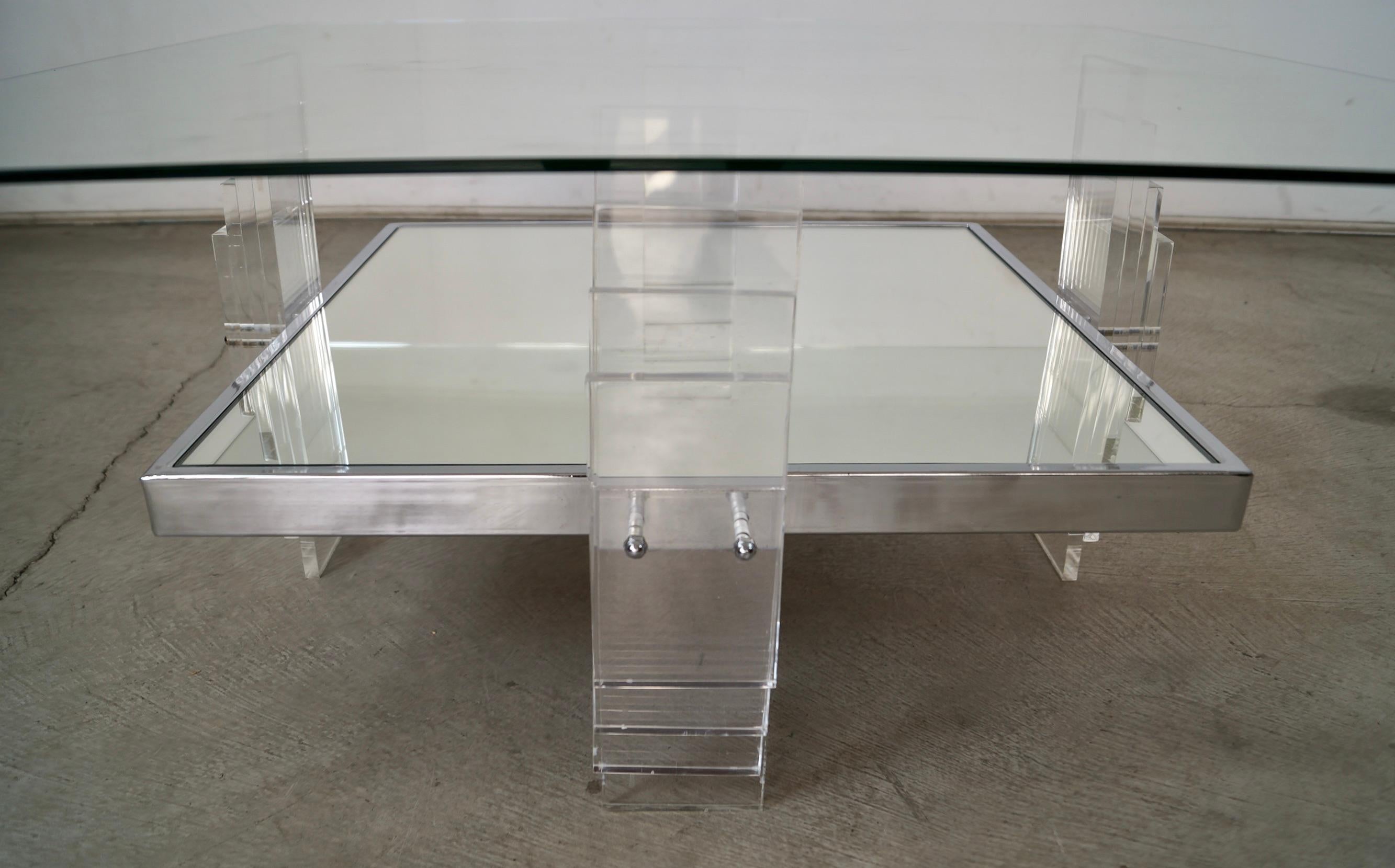 1970's Postmodern Art Deco Sculptural Lucite Coffee Table For Sale 10