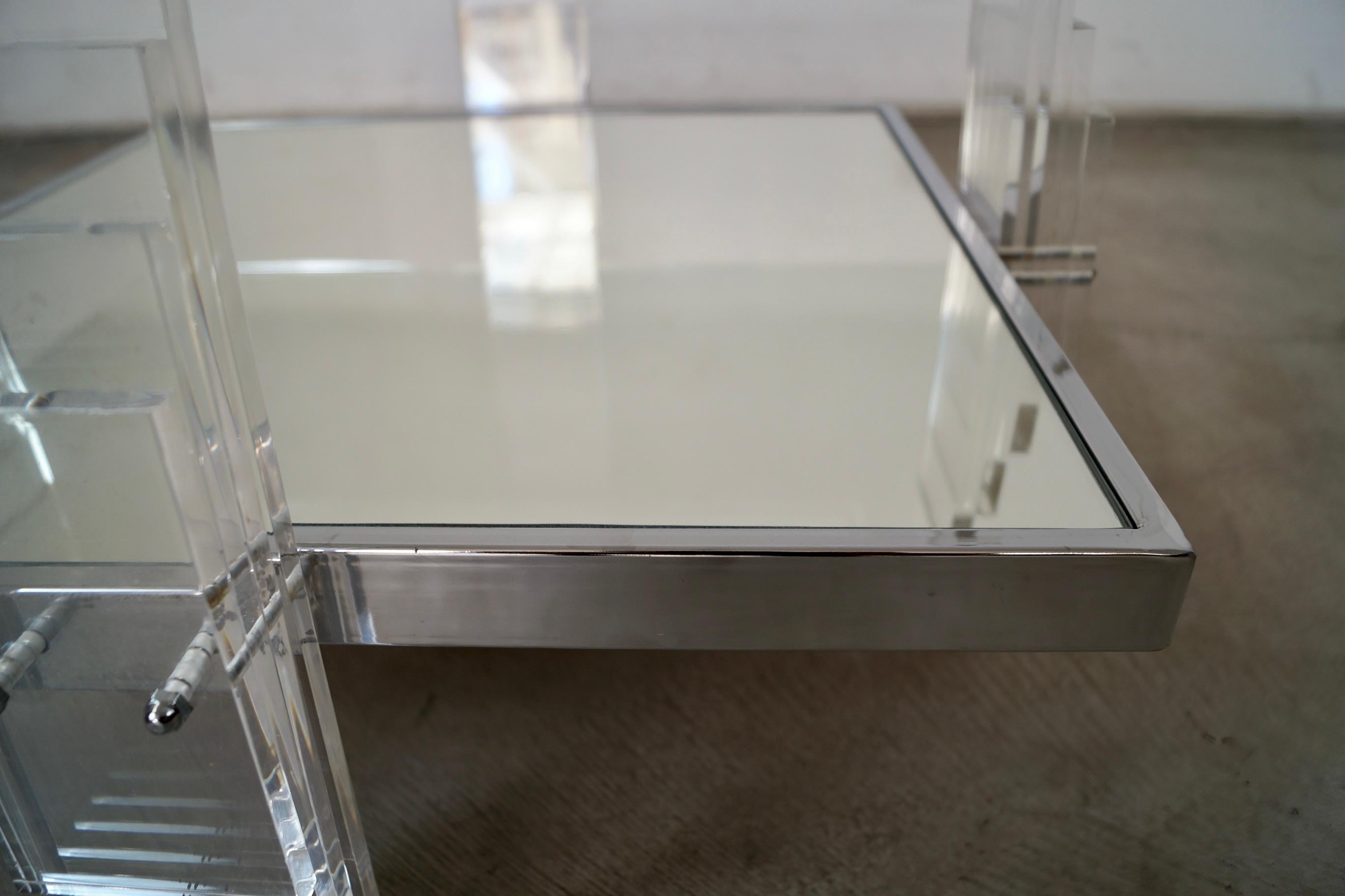 1970's Postmodern Art Deco Sculptural Lucite Coffee Table For Sale 11