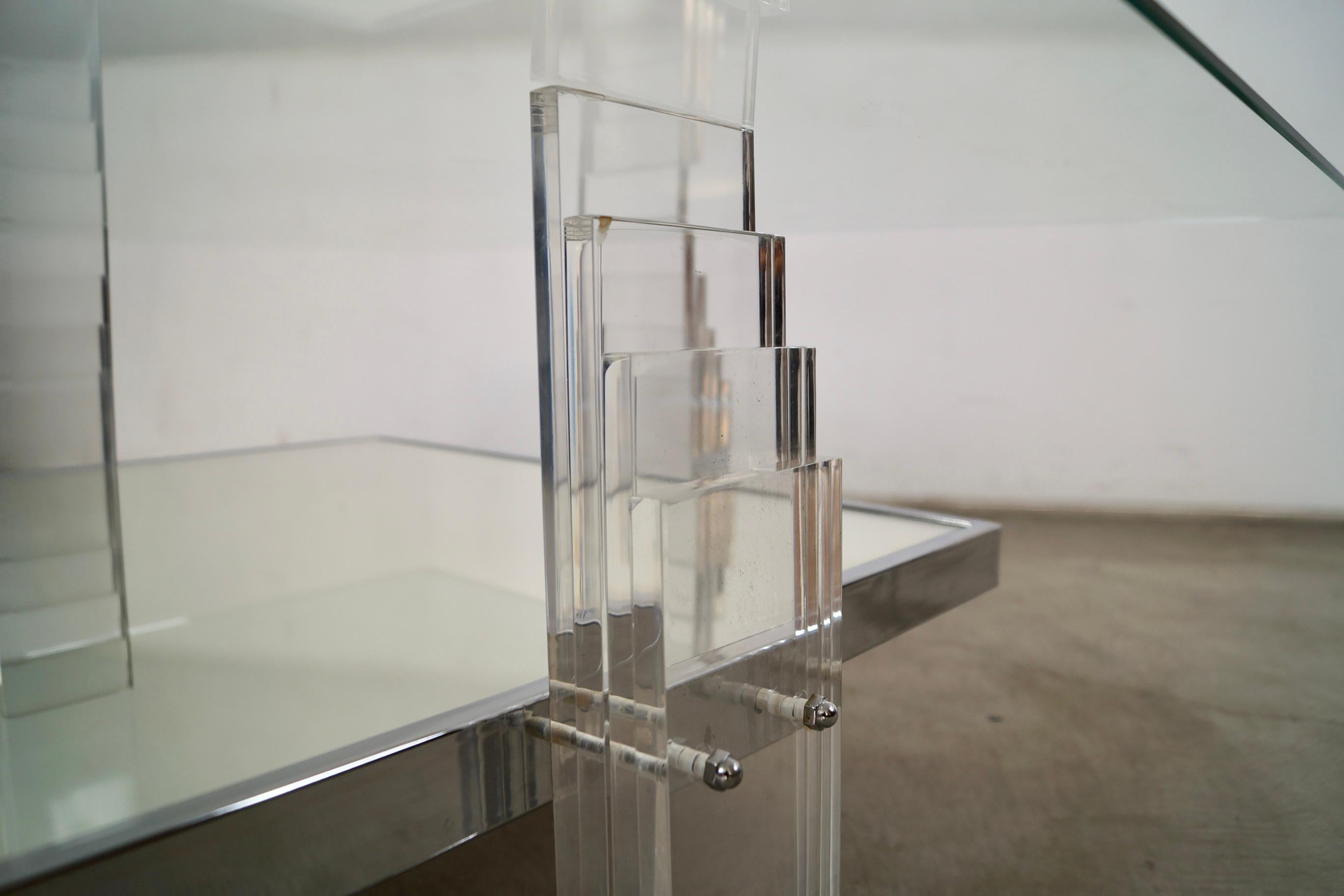 1970's Postmodern Art Deco Sculptural Lucite Coffee Table For Sale 12