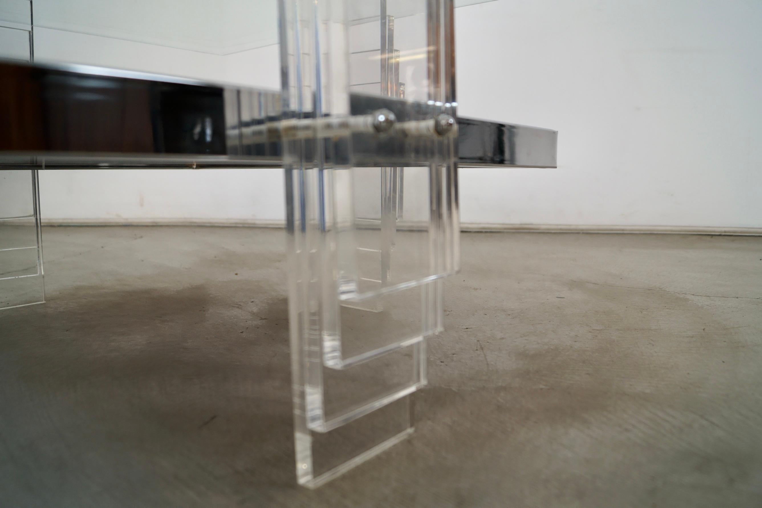 1970's Postmodern Art Deco Sculptural Lucite Coffee Table For Sale 13