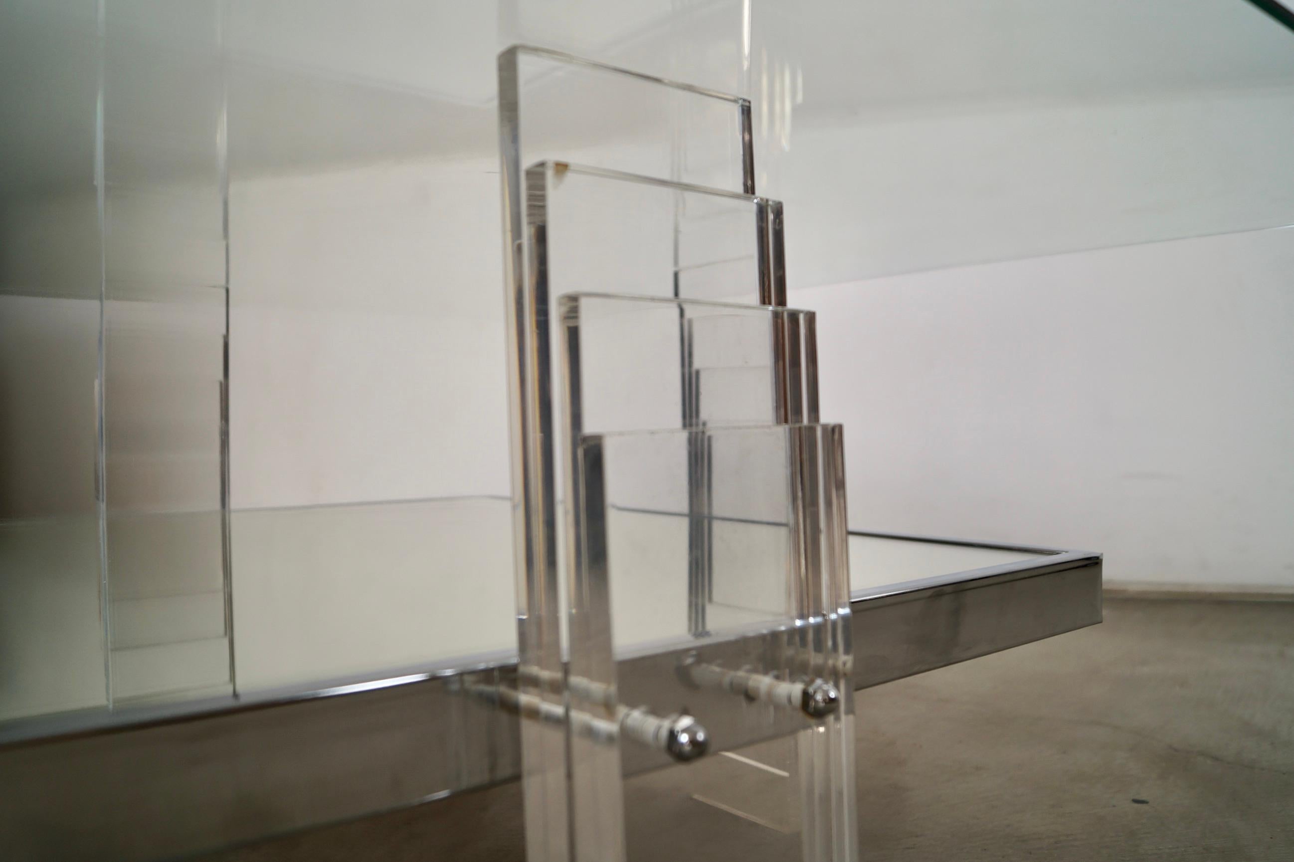 1970's Postmodern Art Deco Sculptural Lucite Coffee Table For Sale 14