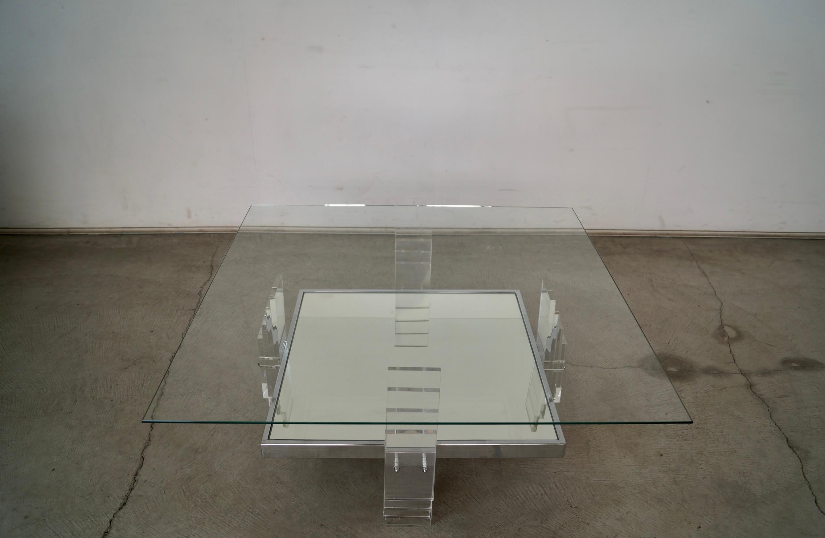 American 1970's Postmodern Art Deco Sculptural Lucite Coffee Table For Sale