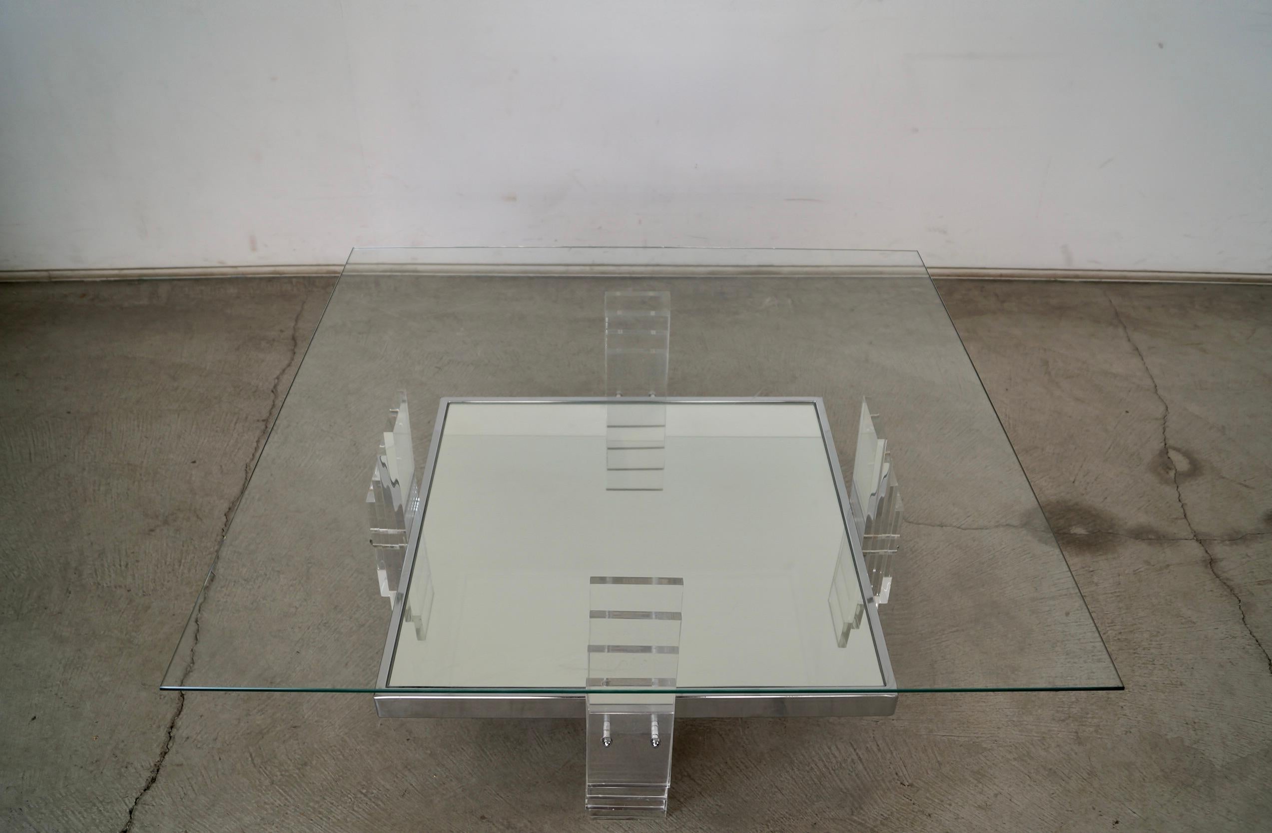 1970's Postmodern Art Deco Sculptural Lucite Coffee Table In Good Condition For Sale In Burbank, CA
