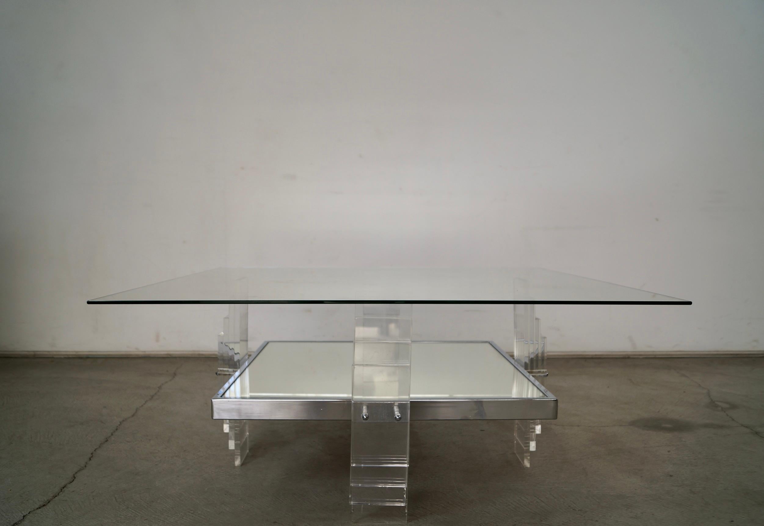 Late 20th Century 1970's Postmodern Art Deco Sculptural Lucite Coffee Table For Sale