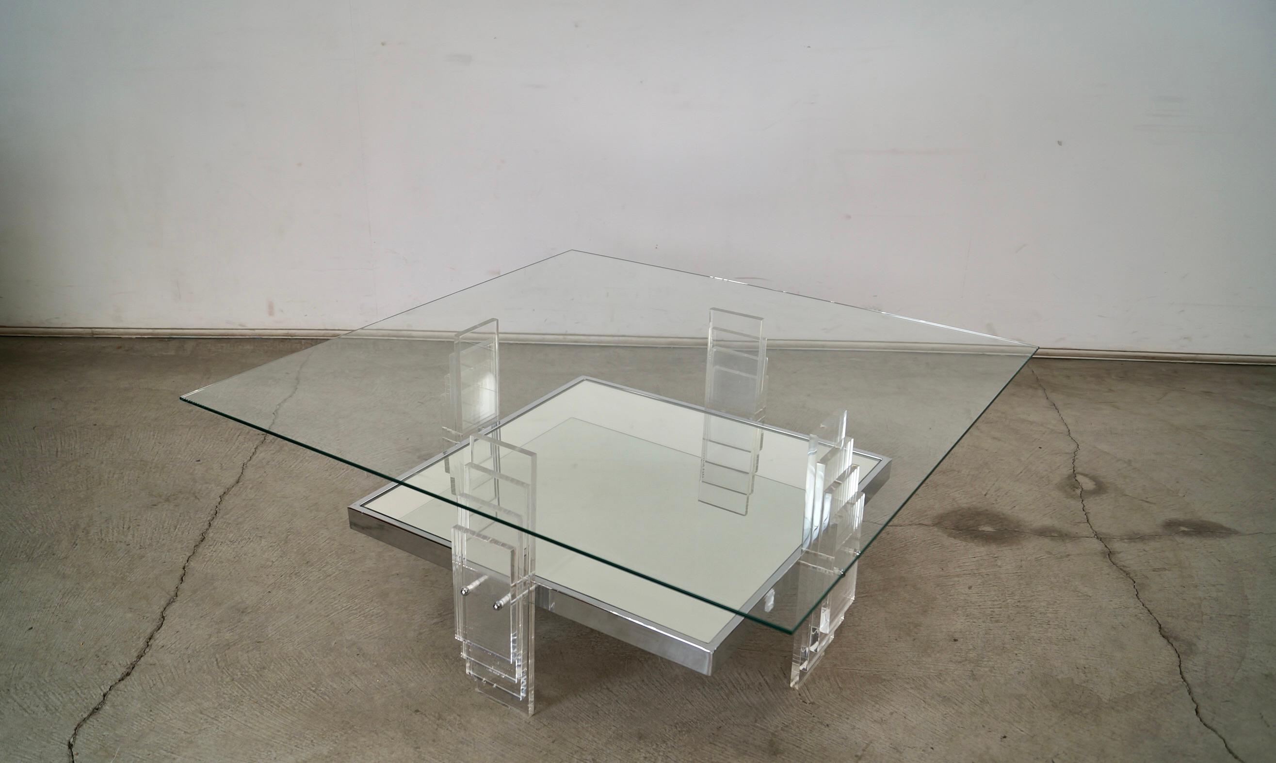 1970's Postmodern Art Deco Sculptural Lucite Coffee Table For Sale 1