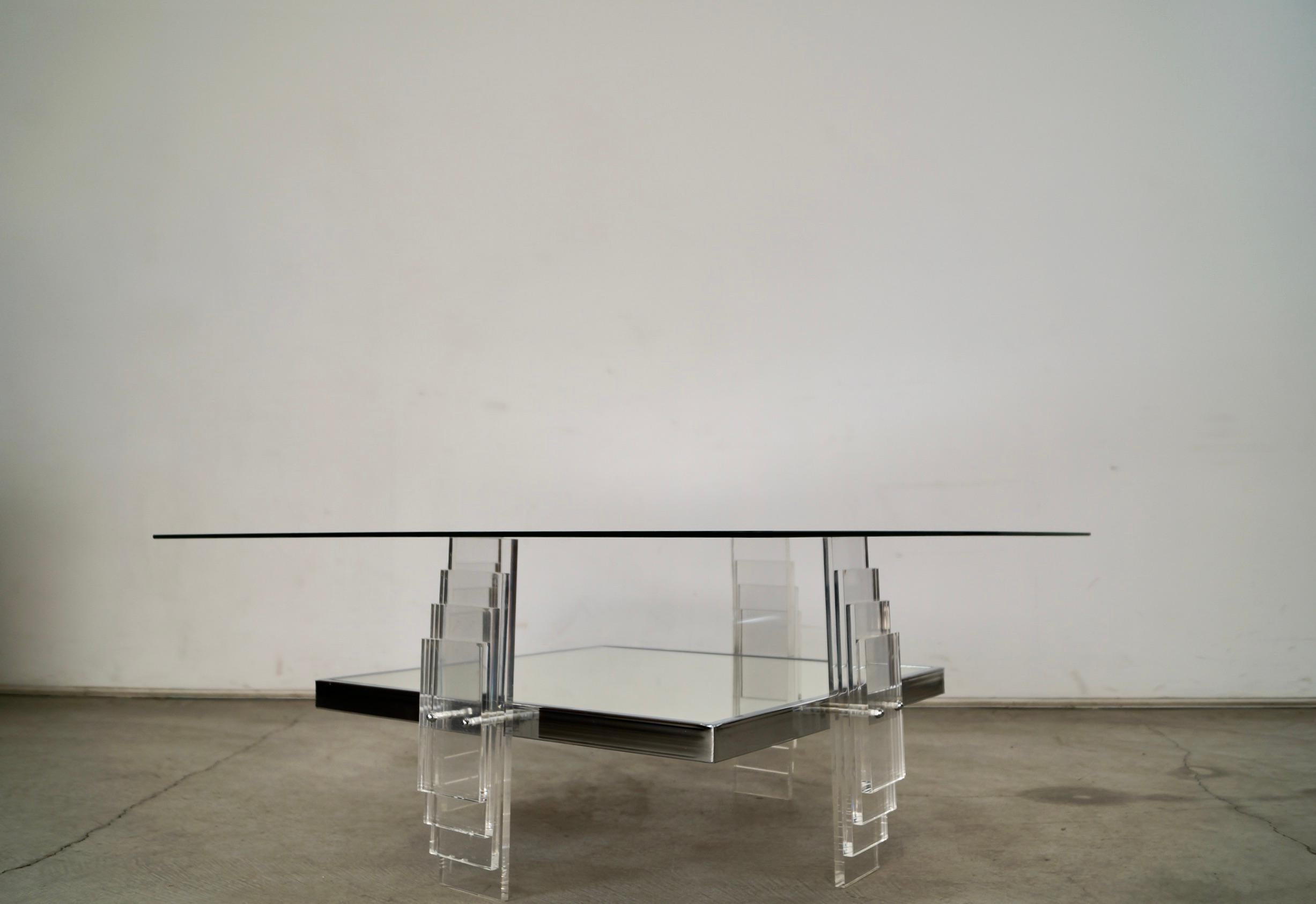 1970's Postmodern Art Deco Sculptural Lucite Coffee Table For Sale 2