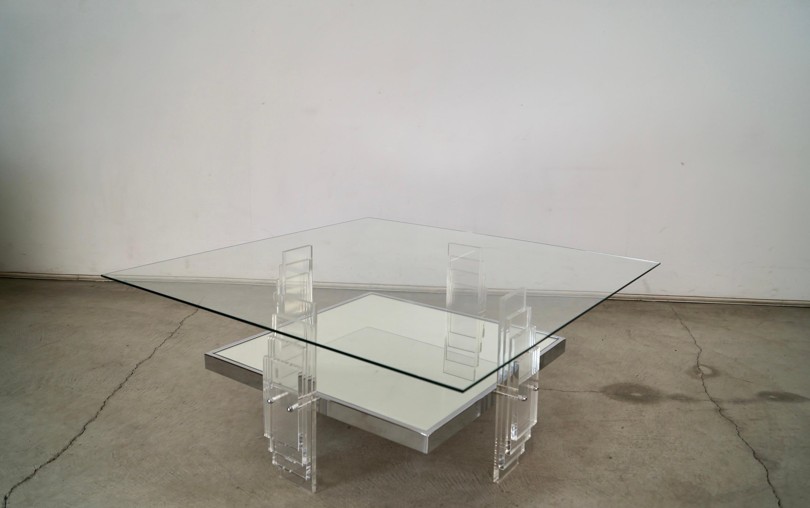 1970's Postmodern Art Deco Sculptural Lucite Coffee Table For Sale 3