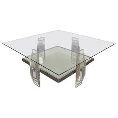 1970's Postmodern Art Deco Sculptural Lucite Coffee Table