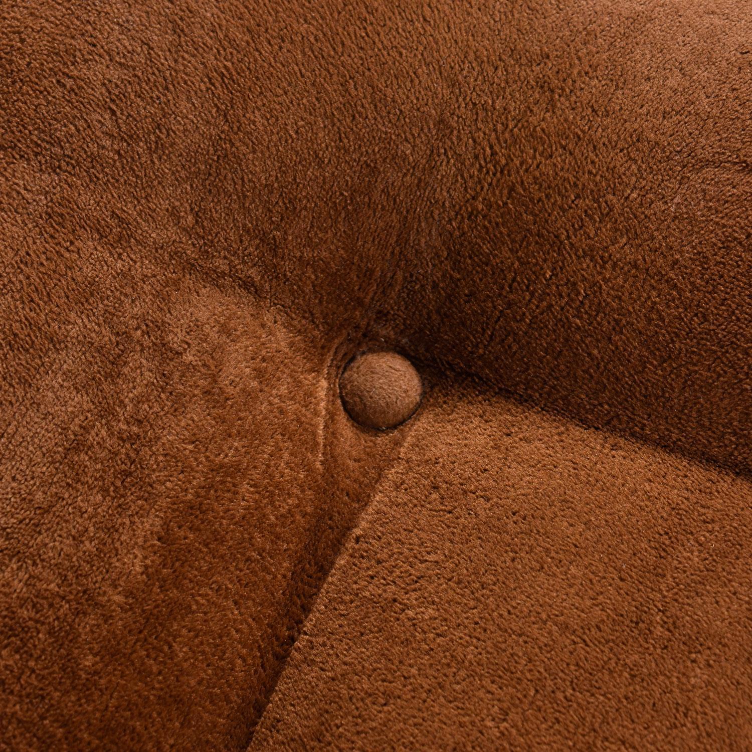 1970er PostModern Brown Hochlehner Esszimmerstühle mit Armlehnen auf Rollen (Stoff)