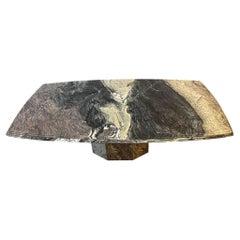 1970s Postmodern Cipollino Ondulato Marble Dining Table with Channeled Edge